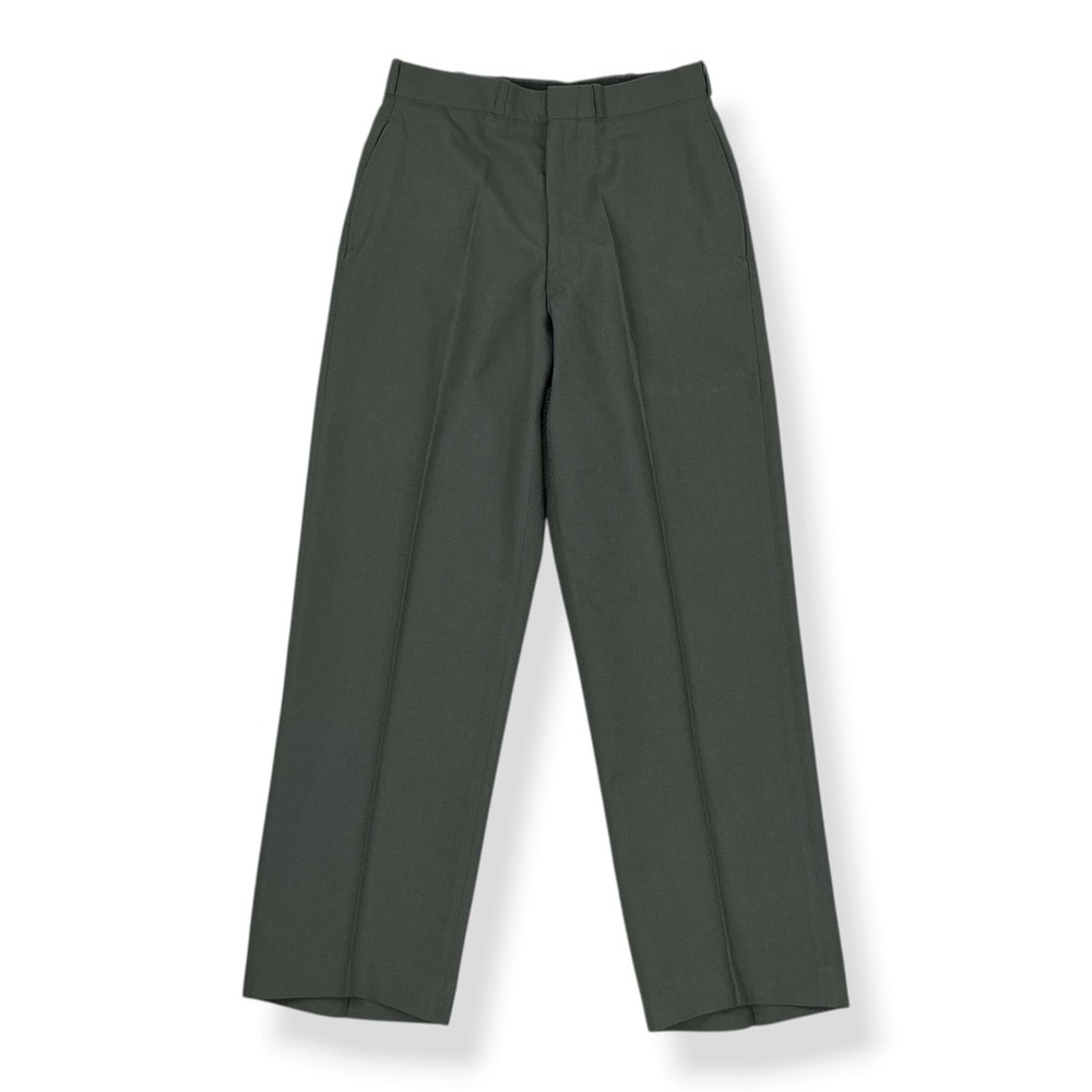 Vintage 80s Army Trousers 30R (28x29) Wool AG-344 Class 6 Military Pant Green